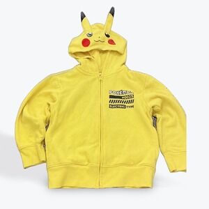 Pokemon Pikachu Zip Up Hoodie Electric Type Character Top Size S 6/7 Yellow